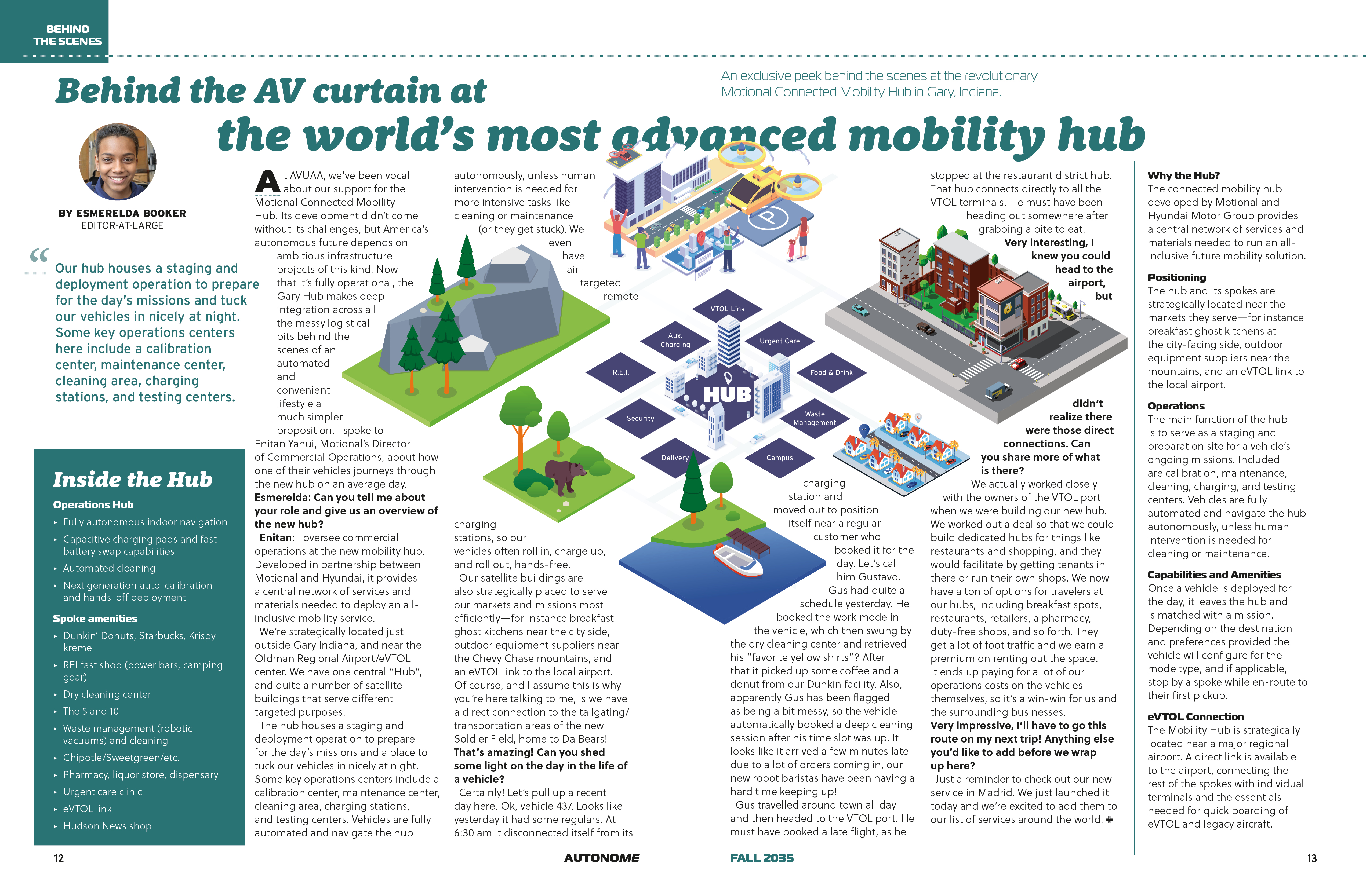 Spread from the Near Future Laboratory's magazine from a possible autonomous vehicle future